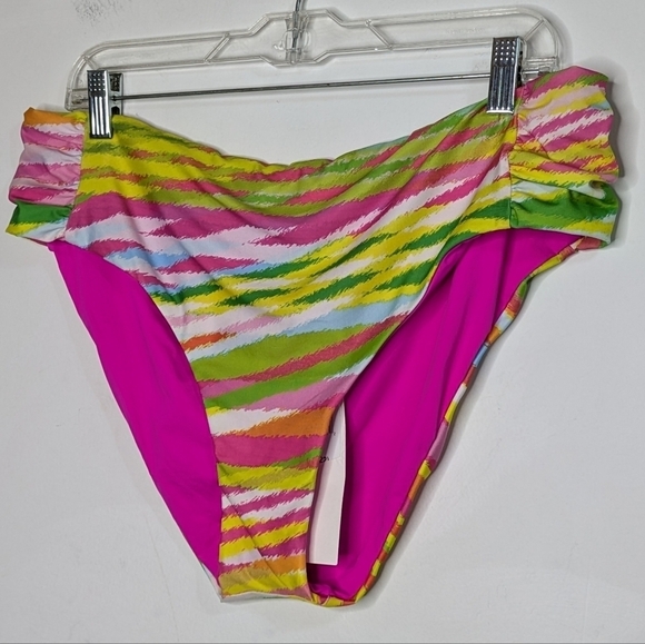NWT Becca pink yellow green bikini bottom 2X - Picture 2 of 9
